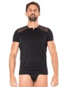 T-shirt noir rayé opaque et transparent - LM2906-81BLK