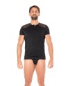 T-shirt noir rayé opaque et transparent - LM2906-81BLK