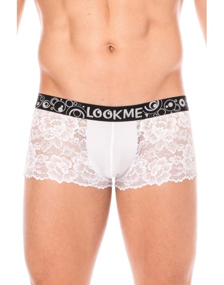 Boxer blanc en dentelle délicate - LM2006-67WHT