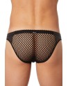 Slip noir filet avec bandes simili cuir - LM911-61MBLK