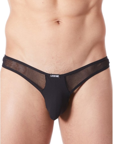 String noir sexy avec fine résille - LM805-57BLK