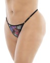 Nuisette résille et dentelle Noire, grande taille, imprimé fleur exotique - MAL7497XPRT