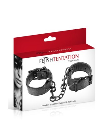 Menottes simili cuir noir ajustables Fetish Tentation - CC570407