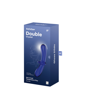 Gode en verre borosilicaté massif bleu Double Crystal Satisfyer - CC597828