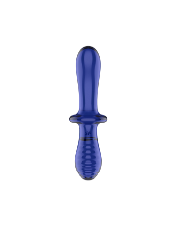 Gode en verre borosilicaté massif bleu Double Crystal Satisfyer - CC597828