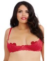 Soutien-gorge rouge grande taille demi-bonnets seins nus avec armatures - DG9386XRED