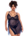 Nuisette grande taille bleu nuit et string - MAL7555XMNBL