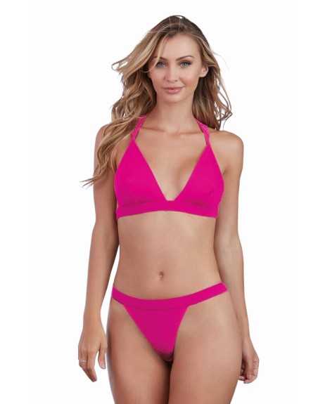 Ensemble magenta jersey et dentelle - DG11074MAG