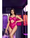 Body string en dentelle florale rose et bretelles larges élastiques  - MAL8693HPK