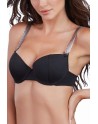 Soutien-gorge push-up coqué avec bretelles brillantes - DG11471BLK