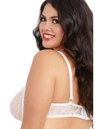 Soutien-gorge blanc grande taille demi-bonnets seins nus avec armatures - DG9386XWHT