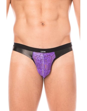 Jock violet en dentelle et simili cuir - LM2002-27PUR