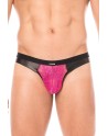 Jock magenta en dentelle et simili cuir - LM2002-27MAG