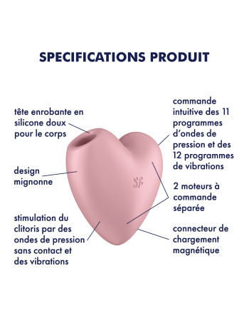 Stimulateur de clitoris USB en forme de cœur Cuttie Heart Satisfyer - CC597796