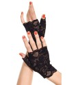 Gants noirs doigts ouverts dentelle florale - ML416BLK