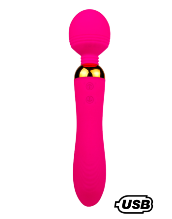 SHAKE Rose, Vibromasseur Wand USB en silicone médical avec 2 puissants moteurs indépendants - BQ107PNK