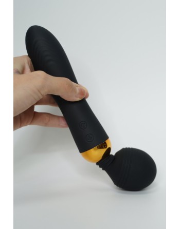 SHAKE Noir, Vibromasseur Wand USB en silicone médical avec 2 puissants moteurs indépendants - BQ107BLK