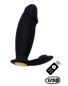 ACHILLE, Mini vibromasseur noir USB, forme pénis avec stimulation clitoridienne, avec télécommande - BQ158BLK