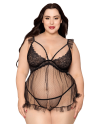 Babydoll grande taille noir et string assorti - DG13694XBLK