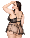 Babydoll grande taille noir et string assorti - DG13694XBLK