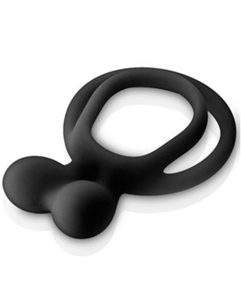 Double cockring noir avec stimulateur de clitoris - CC5710050010