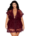 Nuisette et peignoir grande taille couleur aubergine - DG13666XCHE