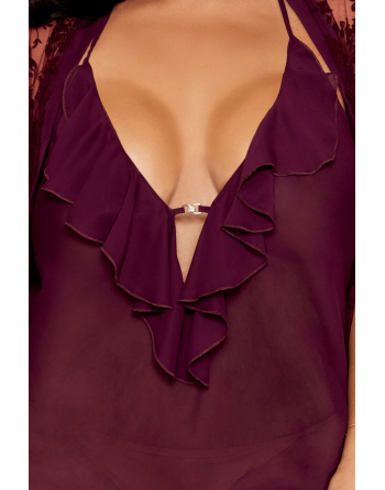 Nuisette et peignoir grande taille couleur aubergine - DG13666XCHE