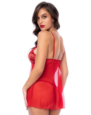 Babydoll rouge et string assorti - MAL7559RD