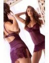 Nuisette en dentelle bordeaux et string assorti - MAL7554WINE