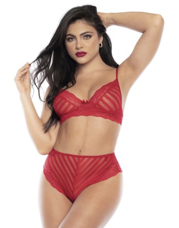 Ensemble deux pièces en dentelle rouge - MAL8815RED